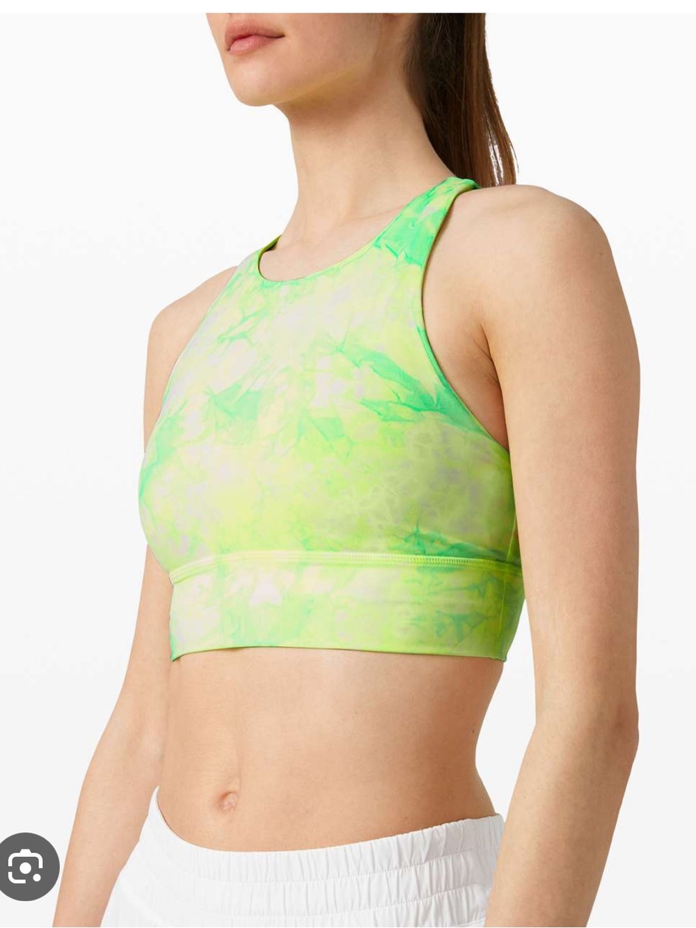 Lululemon Energy High Neck Long Line Bra Tie-Dye Pads Green Size 8